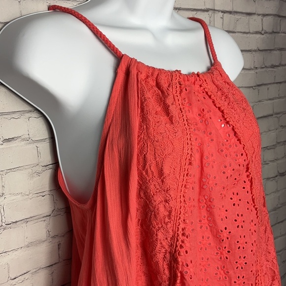 Clover & Scout Handkerchief Halter Top Orange Shirt Size Large - Picture 2 of 9